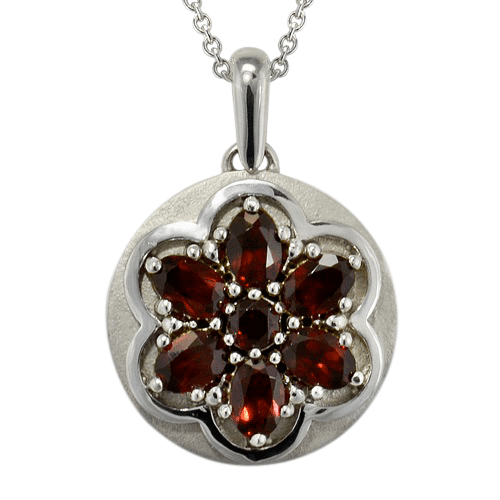 Garnet Flower Gem Cremation Pendant